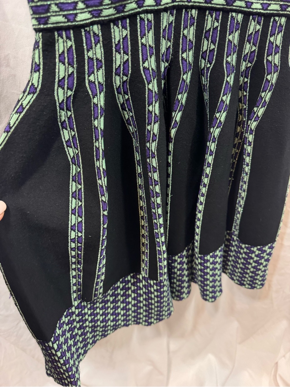Missoni Black Mini Dress with Green and Purple Trim 42 - Picture 3 of 14